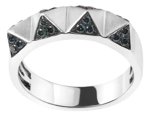 14K White Gold 1/4 Cttw Treated Blue Diamond Pyramid Band Ring - Size 7