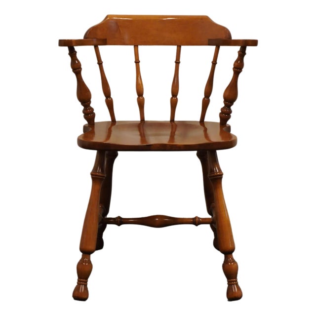 Ethan Allen Solid Hard Rock Maple Colonial Early American Comb Back Dining Chair 10-6001 For Sale