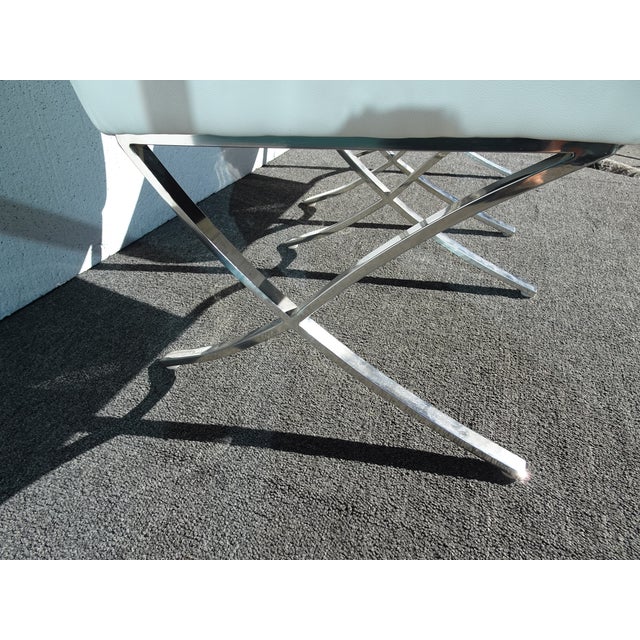 Pair of Mid Century Modern Tufted Side Chairs ~ Barcelona Style For Sale - Image 9 of 12