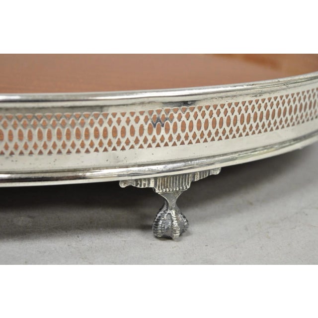 Vintage Eales 1779 Silver Plated Georgian Oval Formica Footed Bar Platter Tray For Sale In Philadelphia - Image 6 of 15