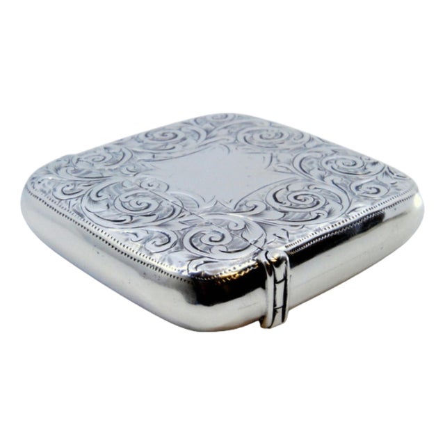 Silver Matchbox with Engraved Plant Motifs For Sale