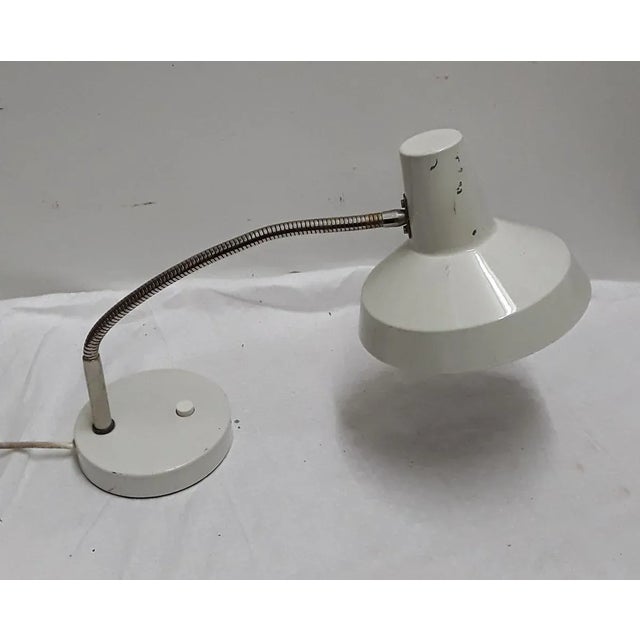 Adjustable Table Lamp with Light Grey Painted Metal Base, 1970s, in Good conditions. Designed 1970 to 1979 European Plug...