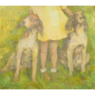Girl and Dogs Large Original Oil Painting on Canvas by Michelle Farro For Sale