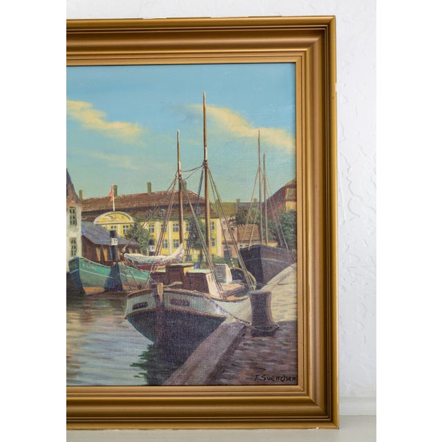 Christianshavn Port in Copenhagen Oil Painting by Frederik Wilhelm Svendsen For Sale - Image 4 of 11
