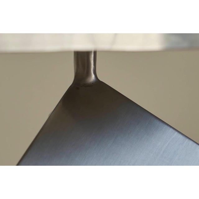 Large Postmodern Table Lamp in Brushed Steel, 1970s For Sale - Image 10 of 14