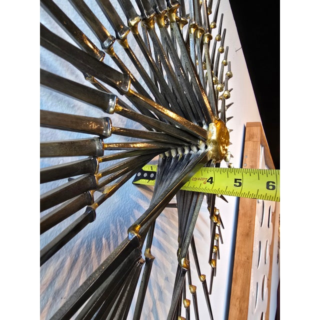 Silver Vintage Ron Schmidt Brutalist Starburst Steel Nail Sculpture For Sale - Image 8 of 12