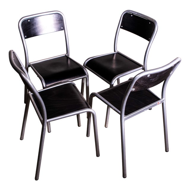 Black Stacking Dining Chair from Mullca, 1970s, Set of 4 For Sale