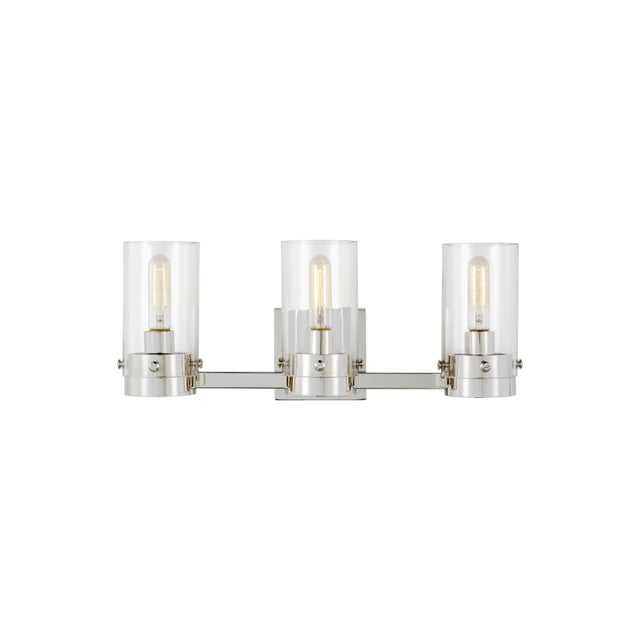 Chapman & Myers by Visual Comfort Studio Garrett 3 - Light Vanity, Silver For Sale - Image 4 of 4