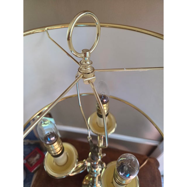 Vintage Brass Bouillotte Horn 3-Arm Lamp For Sale - Image 13 of 13