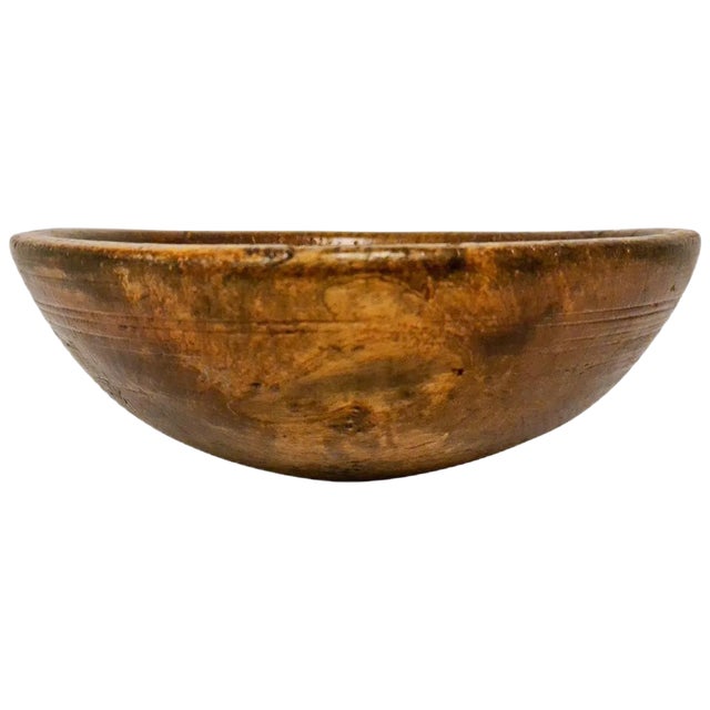 Early 19th Century Swedish Folk Art Farmers Bowl Painted in Wood For Sale