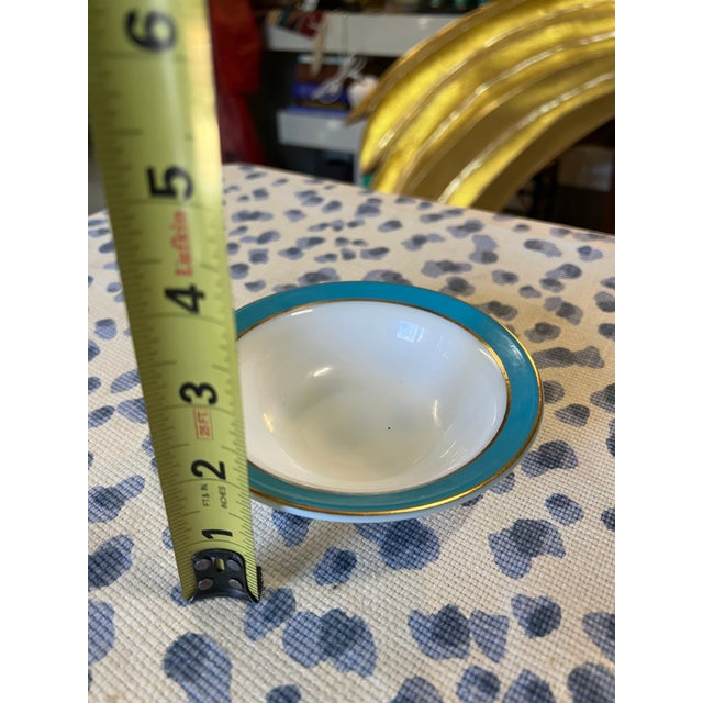 Ceramic 1970s Tiffany Blue Gold Rimmed Catchall Bowl For Sale - Image 7 of 8