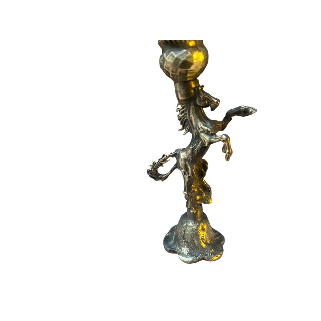 Brass Horse Candleholders, Set of 2 For Sale - Image 5 of 13