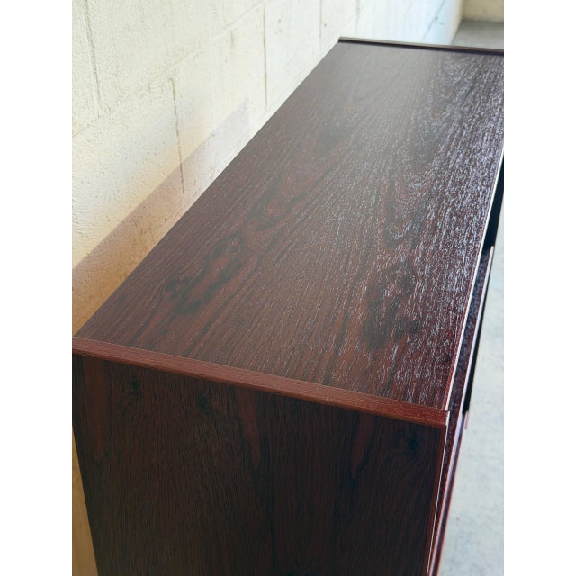 Rosewood Sliding-Door Cabinet With Open Bookcase Danish Mid-Century Modern 1960s For Sale In Los Angeles - Image 6 of 8