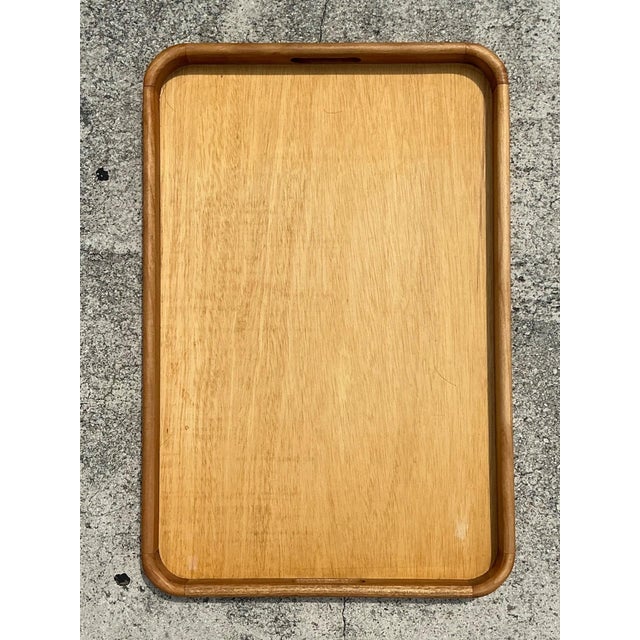 Khaki Vintage Postmodern XL Rectangular Wood Tray For Sale - Image 8 of 12