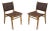 Pair Teak Wood Framed Chairs, With Woven Leather Seat For Sale