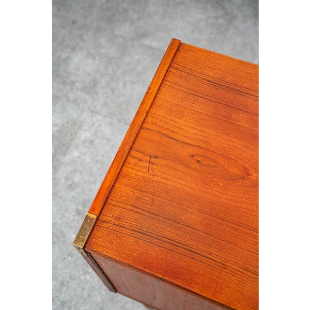 Mid Century Danish Modern End Table Side Entryway Teak 3 Drawers Wood Cabinet For Sale - Image 10 of 12