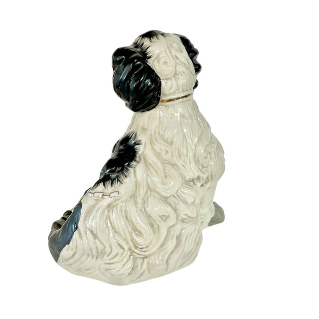 English Vintage English Staffordshire Porcelain Dog For Sale - Image 3 of 7