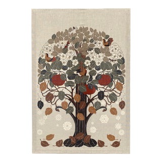 Mid 20th Century Large Seasons Tree Print on Cloth by Toni Hermansson for Almedahls, Sweden For Sale