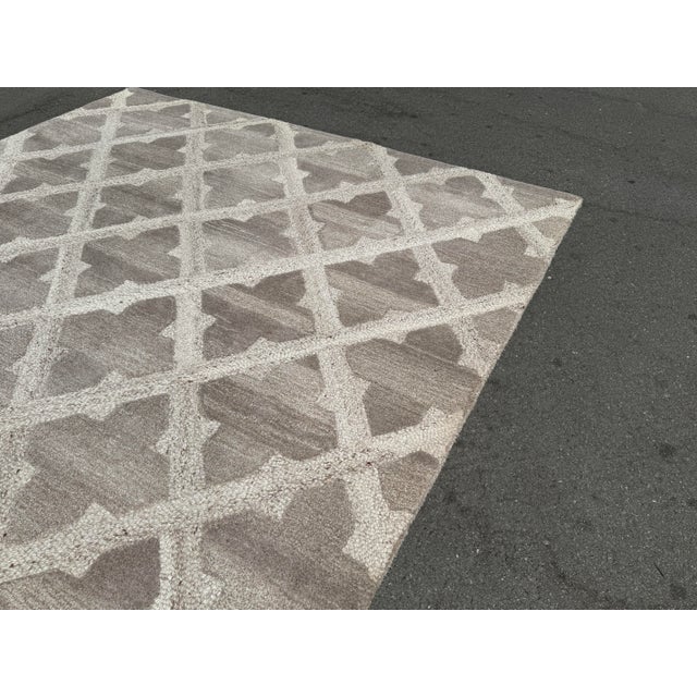 8ft 2in × 10ft 1in Artisan De Luxe Gray Fleur-De-Lys Wool Area Rug For Sale - Image 9 of 12