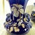 Late 19th Century Antique French Cobalt Blue Faience Urns Pair W/ Gilt Swan Handles For Sale - Image 5 of 12