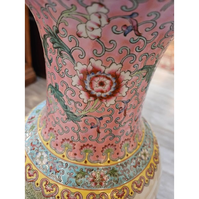 Highly Decorative Mid 20th Century Tall Vase. Great colors and in excellent condition..