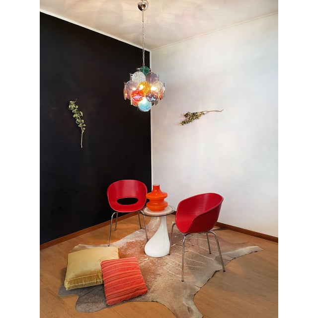 Vintage Italian Murano Chandelier with 36 Multicolored Disks, 1990 For Sale - Image 10 of 18