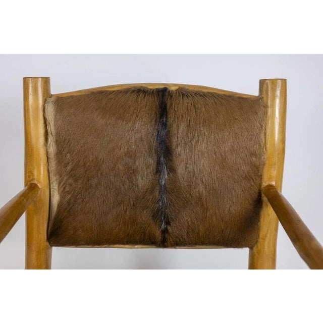Brutalist Style Armchair in Elm and Goatskin, 1970s For Sale - Image 10 of 13