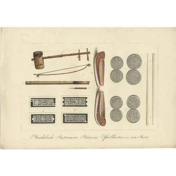 Hurter, Musical Instruments and Other Items of Java, 1830, Print For Sale - Image 5 of 5