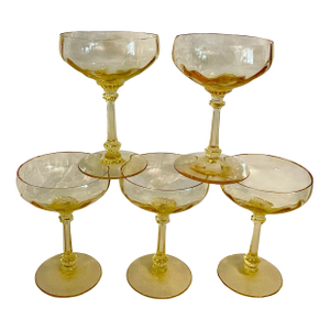 Heisey Tall Champagne Coupes "Old Dominion Sahara Yellow" Set of 5