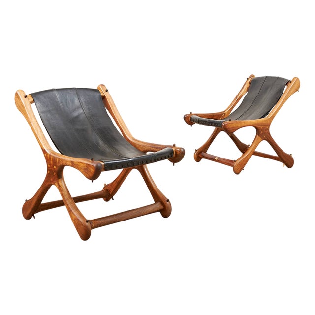 Leather Chair Sloucher in Rosewood, 1960s For Sale