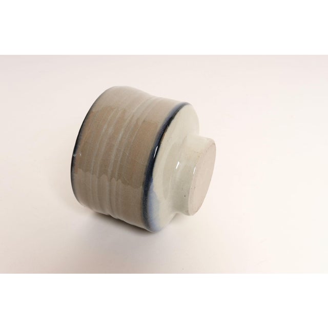 1970s Petite Vintage Gray and Blue Studio Stoneware Vessel/Bud Vase by Deanna Nichols For Sale - Image 5 of 11