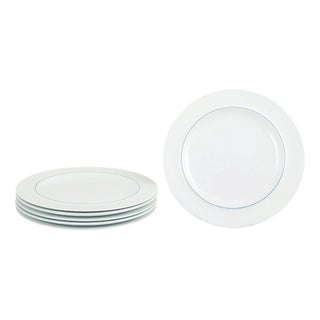 Blue Line Lunch Plates in Faience by Grethe Meyer for Royal Copenhagen, 1990s, Set of 6 For Sale