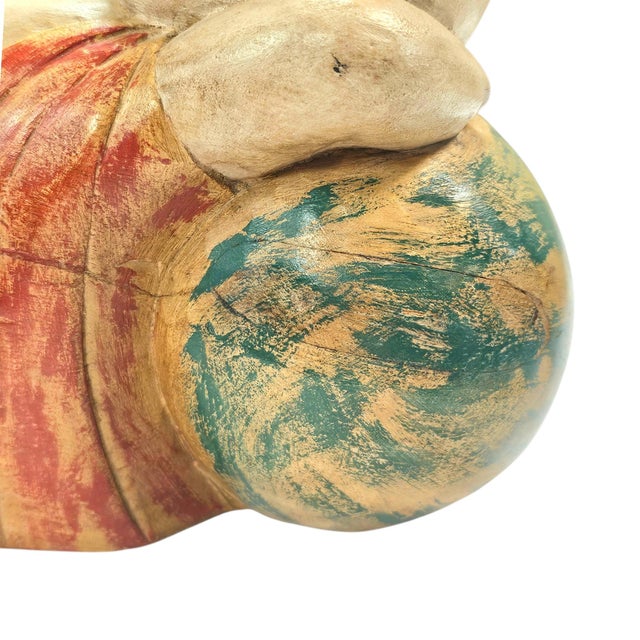 Vintage Chinese Hand-Carved Lucky Baby Sculpture on Melon 10.25" For Sale - Image 10 of 10