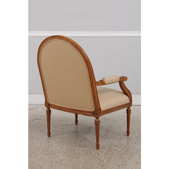 Textile Pair French Louis XVI Fauteuil Open Armchairs For Sale - Image 7 of 18