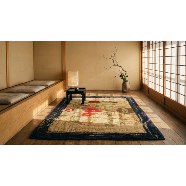 1890s Tan Camel Folk Art Rustic Antique American Hooked Rug 2'3" X 4'6" Hand Knotted Wool Carpet For Sale - Image 11 of 13