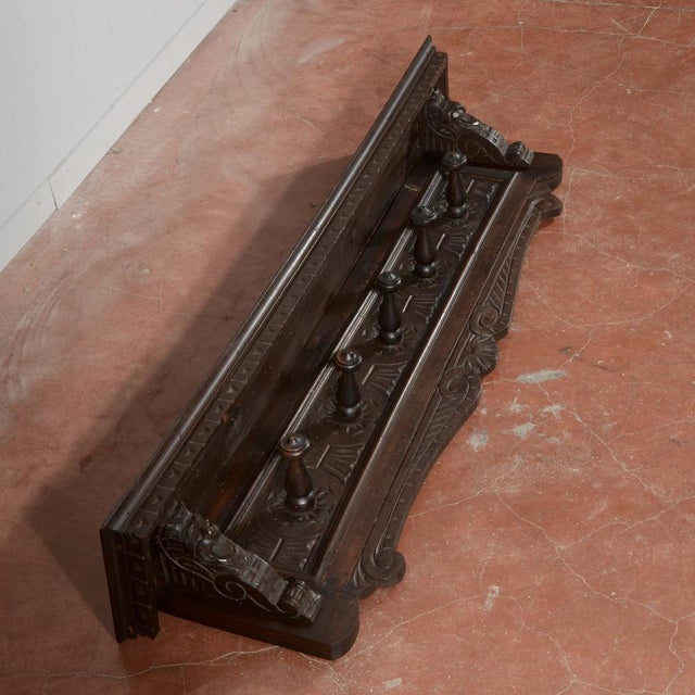 Renaissance Style Carved Wall Coat Hanger, 1920s For Sale - Image 12 of 18
