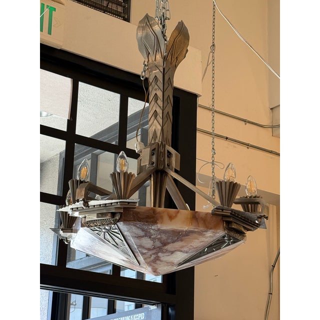 Stone 1920s French Art Deco Chandelier For Sale - Image 7 of 12