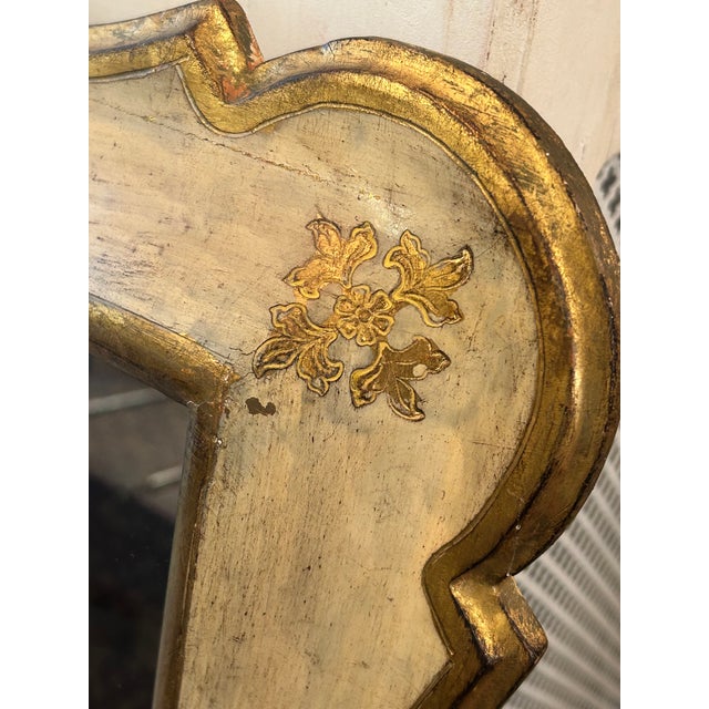 Wood Large Cream Painted & Gilded Vintage Wall Mirror For Sale - Image 7 of 8