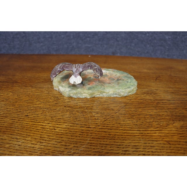 Bronze Bald Eagle on Green Onyx Base For Sale - Image 9 of 11