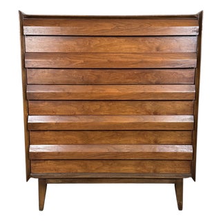 Mid 20th Century Lane "First Edition" Mid-Century Walnut Highboy Dresser For Sale