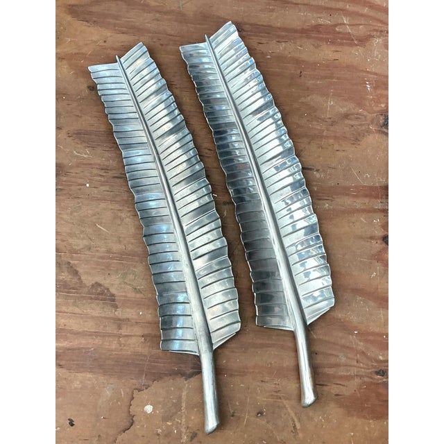 Vintage Bruce Fox Aluminum Banana Leaf Platters - Set of 2 For Sale - Image 16 of 17