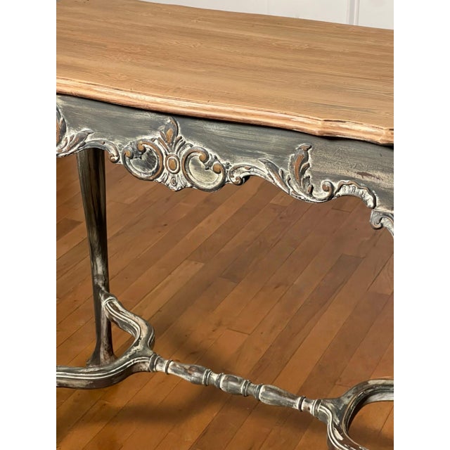 19th Century French Louis XV Style Paint Decorated Table in a Distressed Finish For Sale - Image 10 of 15