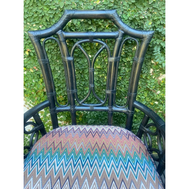 1990s Vintage Bamboo and Rattan Chinoiserie Style Armchair For Sale - Image 5 of 9