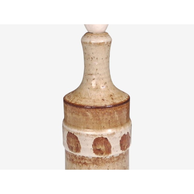 Ceramic 1960s Danish Modern Søholm Stentøj, Dotted Table Lamp, Beige Glazed Stoneware For Sale - Image 7 of 10