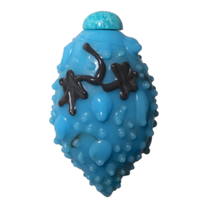 Rare Antique Hand Blown Chinese Blue Glass Fruit Amazonite Stone Snuff Bottle