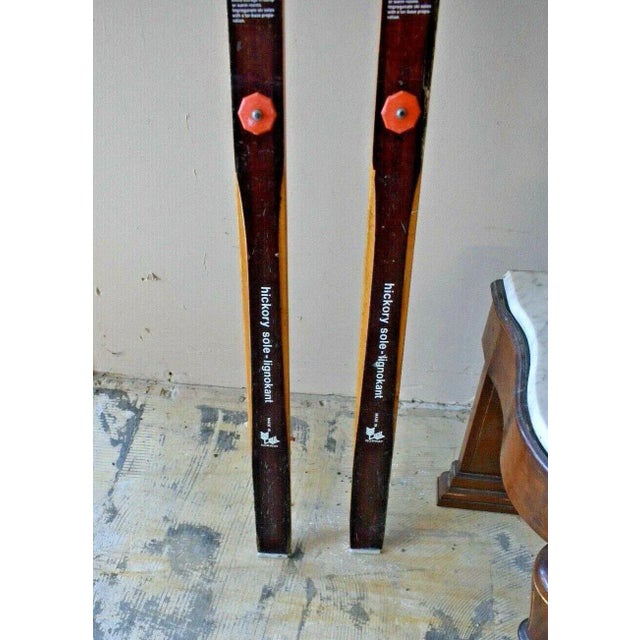 Mid 20th Century Vintage Hickory Wood Ski Set by Asnes Made in Norway - Set of 2 For Sale - Image 5 of 10