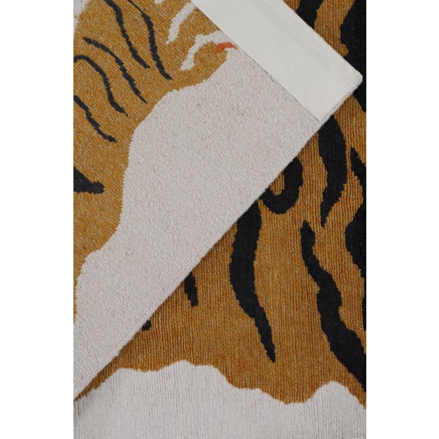Textile 2010s Rug & Kilim’s Tiger-Skin Rug in White With Gold & Black Pictorial For Sale - Image 7 of 8