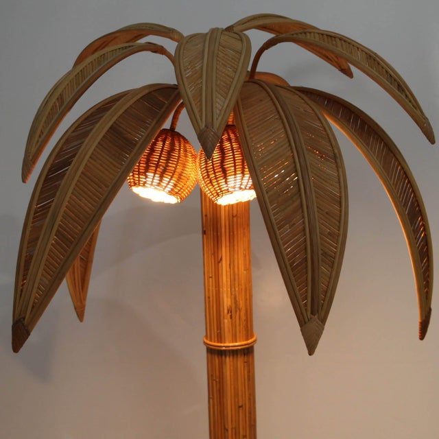 Palm Tree Floor Lamp in Rattan For Sale - Image 13 of 18