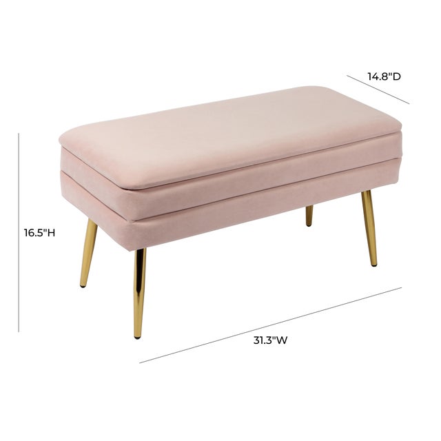 2020s Ziva Blush Velvet Storage Bench For Sale - Image 5 of 7