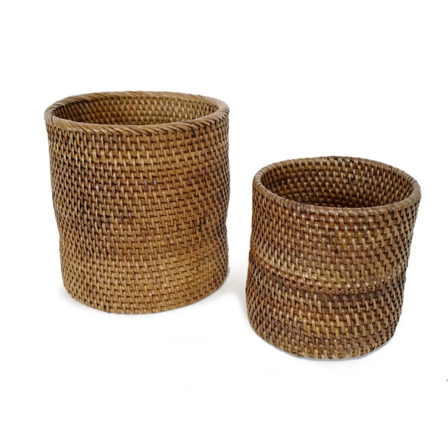 Boho Chic Rattan Cup Holder Large For Sale - Image 3 of 7